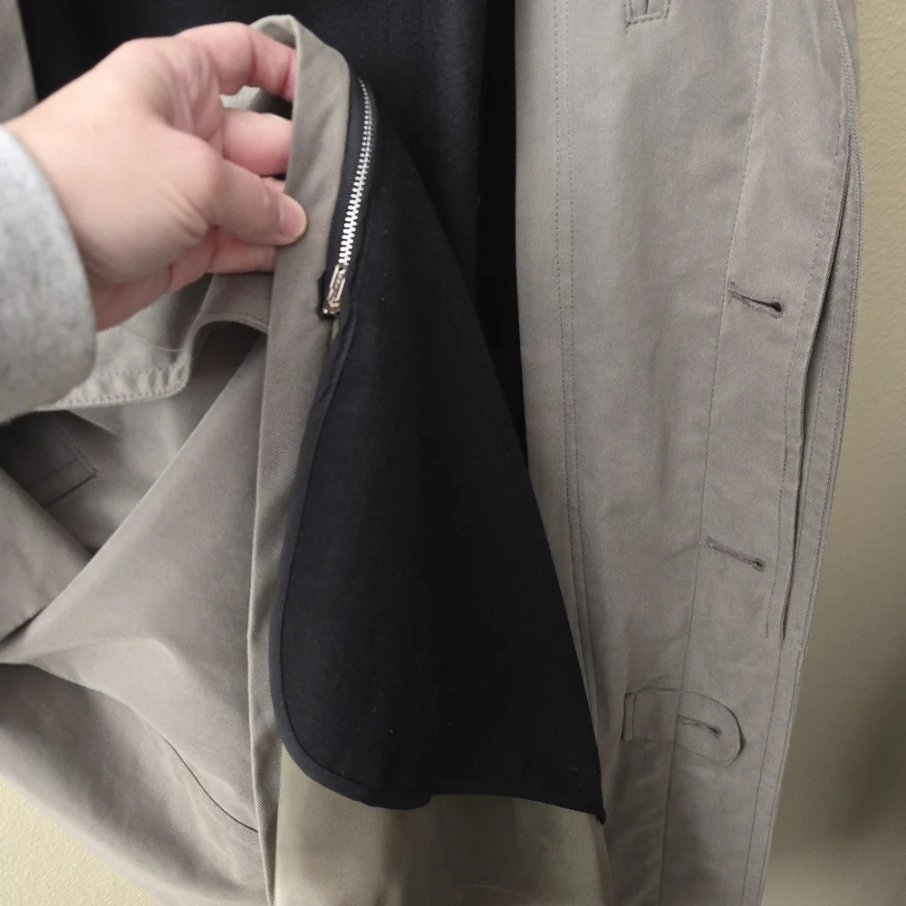 Vintage RALPH Ralph Lauren Trench Coat Mens 42R Brown Wool Liner Overcoat Preppy